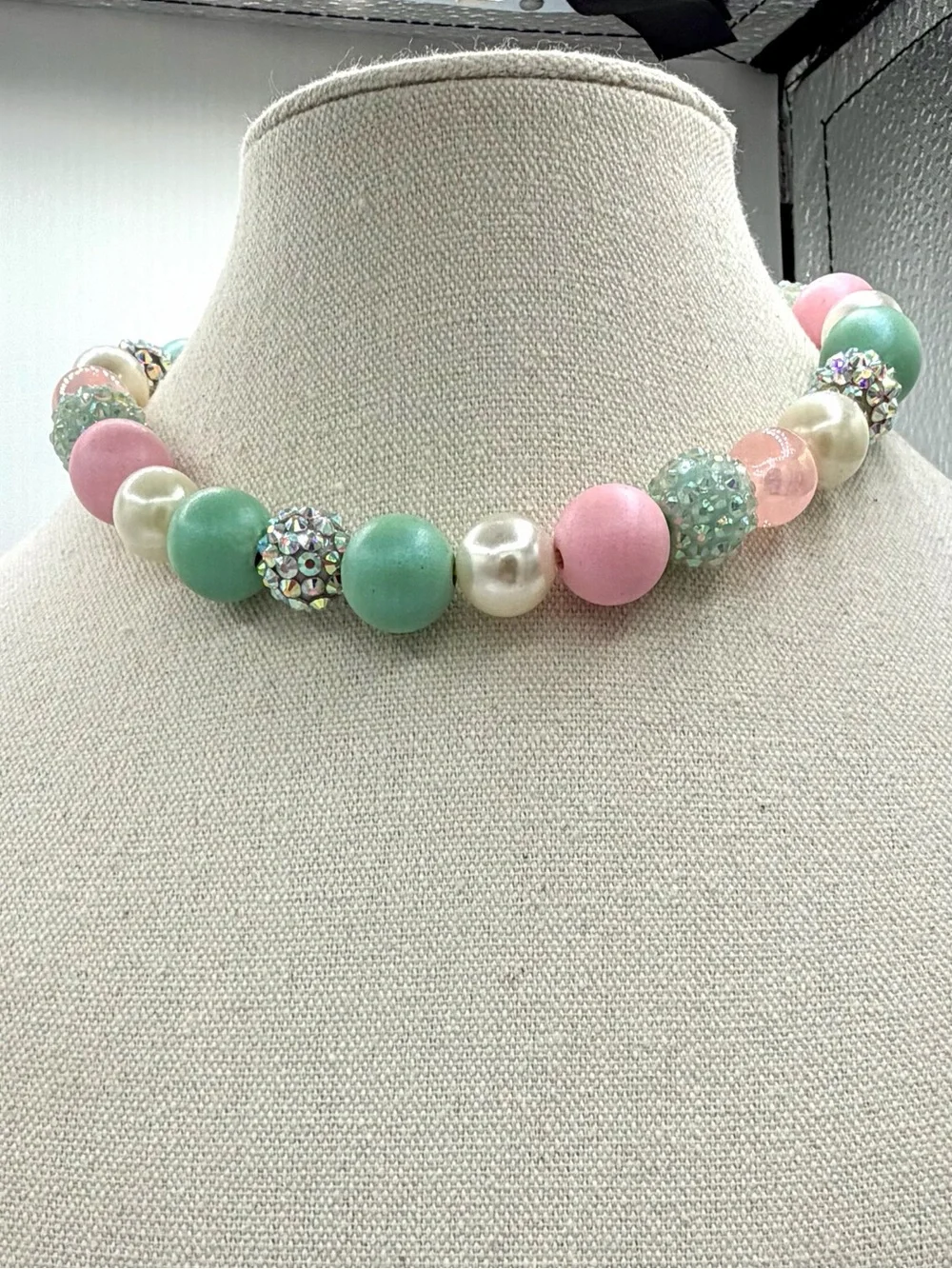 Chunky Bubblegum Pink & Mint Green Boutique Beaded Girls Woman’s Necklace